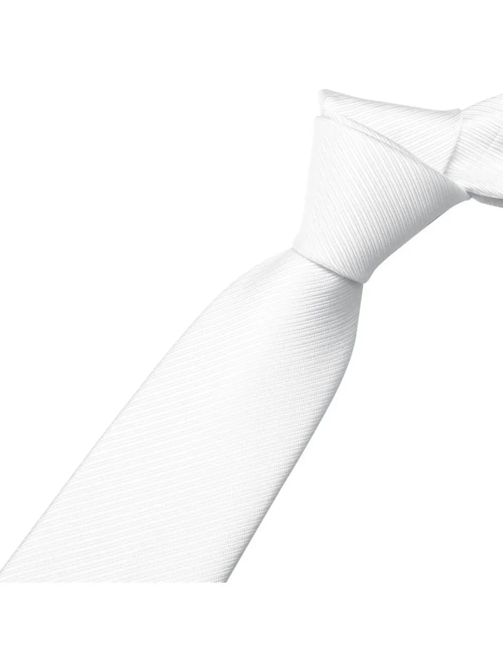 Men's Twill White Microfiber Plain Formal Silk Necktie For Business Dress Tie